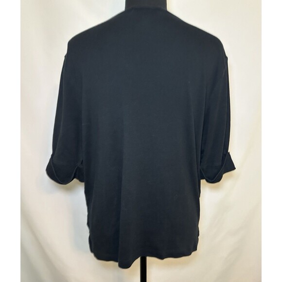 Lauren Ralph Lauren Black Short Sleeve Shirt Gold Button Women's Plus‎ 1X - Picture 3 of 10